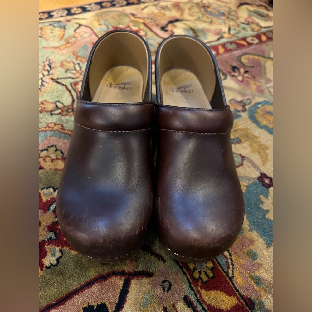 Dansko Brown Leather Slip-On Clogs